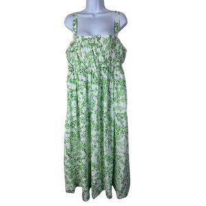 J. Crew Green Floral Cherry Midi Maxi Dress Size 12 Babydoll Boho Whimsical